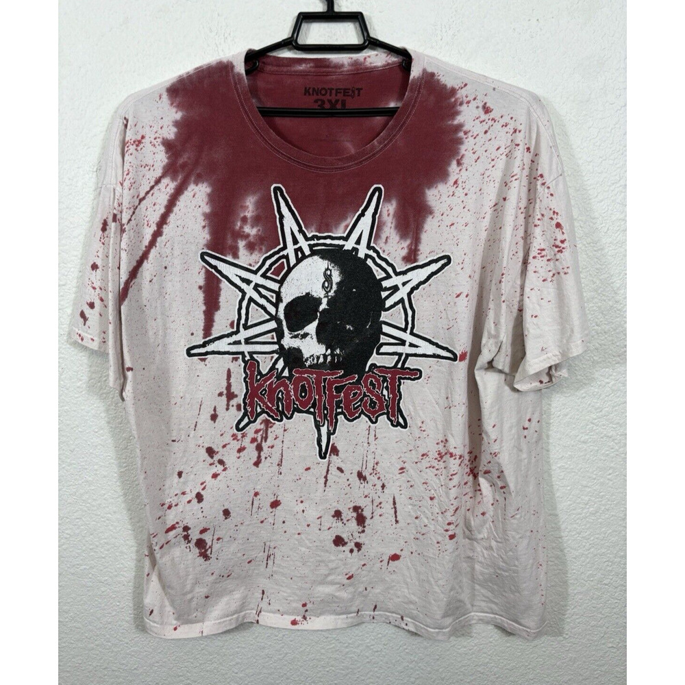 Knotfest Fest T Shirt Mens Size 3XL Cotton Short Sleeve Splatter Print